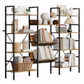 Iron Pipe and Wooden Board Four-Tier Bookshelf - Wooden Board Bookshelf, Living Room Bookshelf, Modern Bookshelf, Sturdy Iron Frame, Spacious Storage