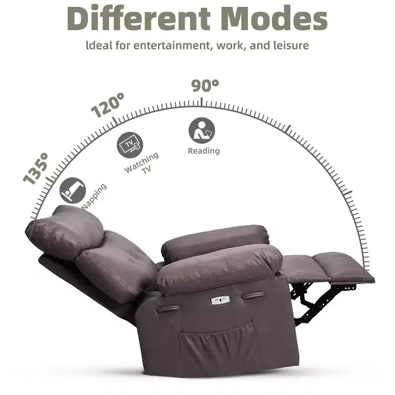Swivel Electric Massage Chair Rocking Recliner Chair with Vibration & Heating, USB Power Glider, Overstuffed Faux Leather Lazy Sofa for Living Room