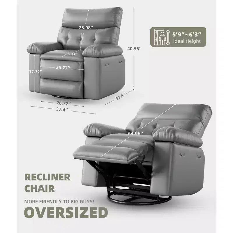 Swivel Electric Massage Chair Rocking Recliner Chair with Vibration & Heating, USB Power Glider, Overstuffed Faux Leather Lazy Sofa for Living Room