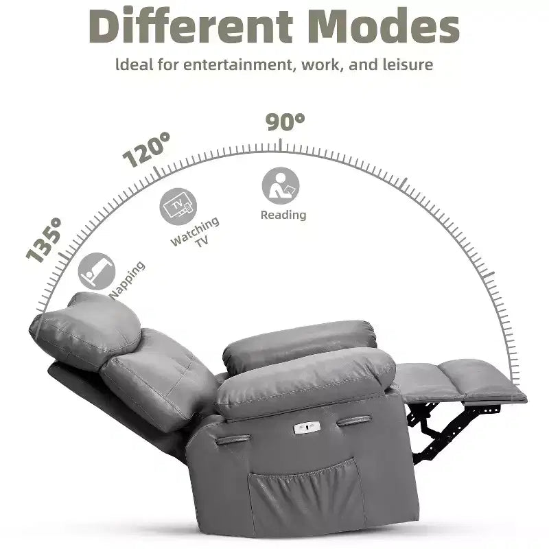 Swivel Electric Massage Chair Rocking Recliner Chair with Vibration & Heating, USB Power Glider, Overstuffed Faux Leather Lazy Sofa for Living Room