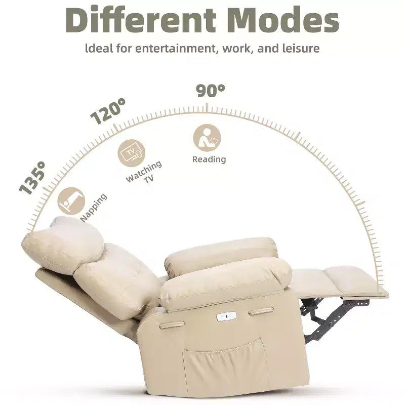Swivel Electric Massage Chair Rocking Recliner Chair with Vibration & Heating, USB Power Glider, Overstuffed Faux Leather Lazy Sofa for Living Room