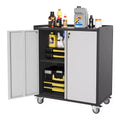 Locking Metal Cabinet with Door - 35.43 High Rolling Garage Storage Cabinet with Shelves, Tool Cabinets for Garage, Home, Office