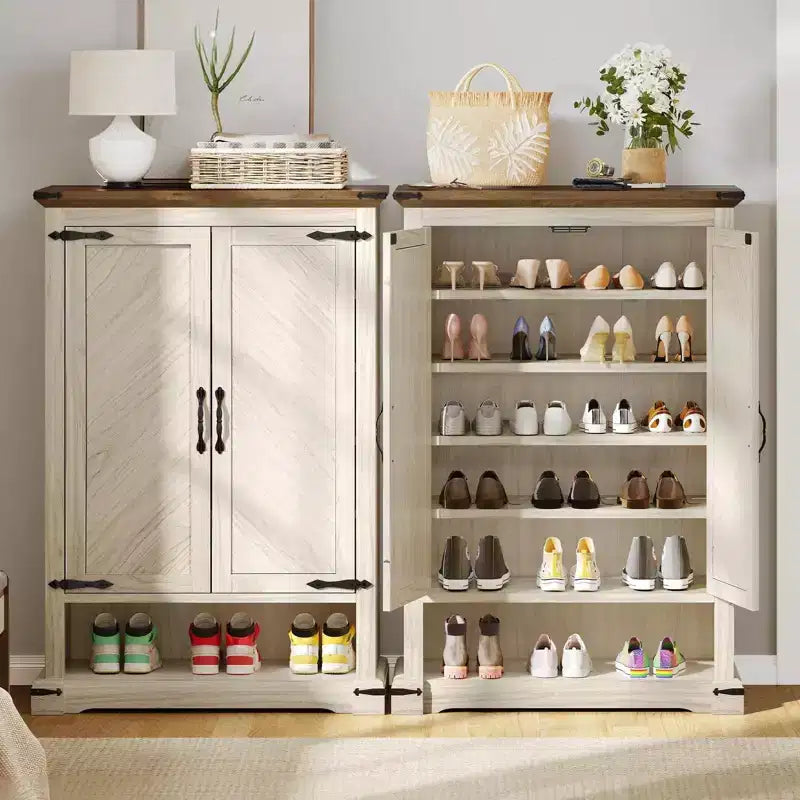 Shoe Cabinet 6-Tier Wooden Shoe Rack Storage with Adjustable Shelves for Hallway