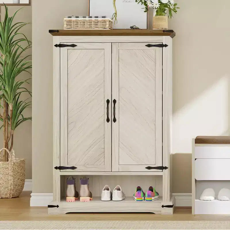 Shoe Cabinet 6-Tier Wooden Shoe Rack Storage with Adjustable Shelves for Hallway