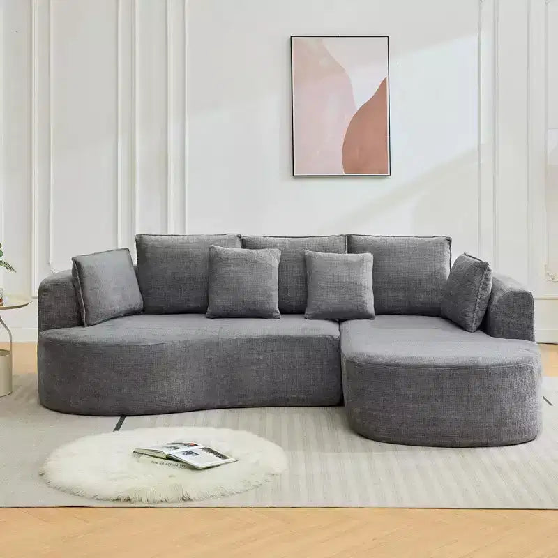 106 Curved Sectional Sofa with Throw Pillows, 4 Seater Luxury Chenille Cloud Modular Couch with Deep SeatBoneless Compression Sofa