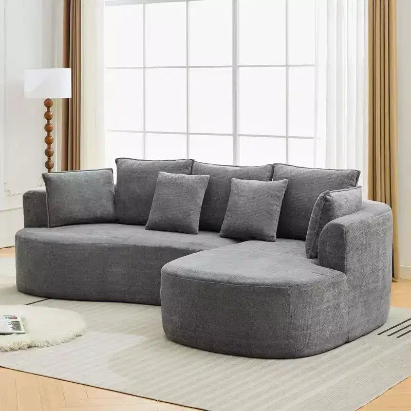106 Curved Sectional Sofa with Throw Pillows, 4 Seater Luxury Chenille Cloud Modular Couch with Deep SeatBoneless Compression Sofa