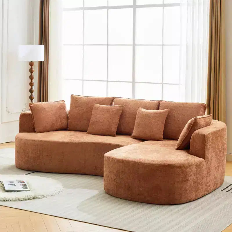 106 Curved Sectional Sofa with Throw Pillows, 4 Seater Luxury Chenille Cloud Modular Couch with Deep SeatBoneless Compression Sofa