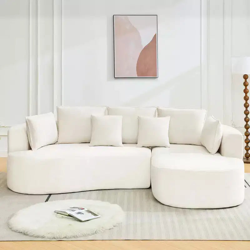 106 Curved Sectional Sofa with Throw Pillows, 4 Seater Luxury Chenille Cloud Modular Couch with Deep SeatBoneless Compression Sofa