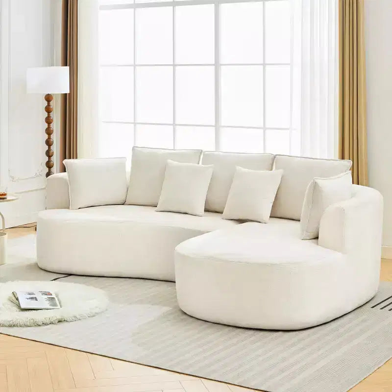 106 Curved Sectional Sofa with Throw Pillows, 4 Seater Luxury Chenille Cloud Modular Couch with Deep SeatBoneless Compression Sofa