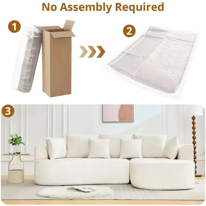 106 Curved Sectional Sofa with Throw Pillows, 4 Seater Luxury Chenille Cloud Modular Couch with Deep SeatBoneless Compression Sofa