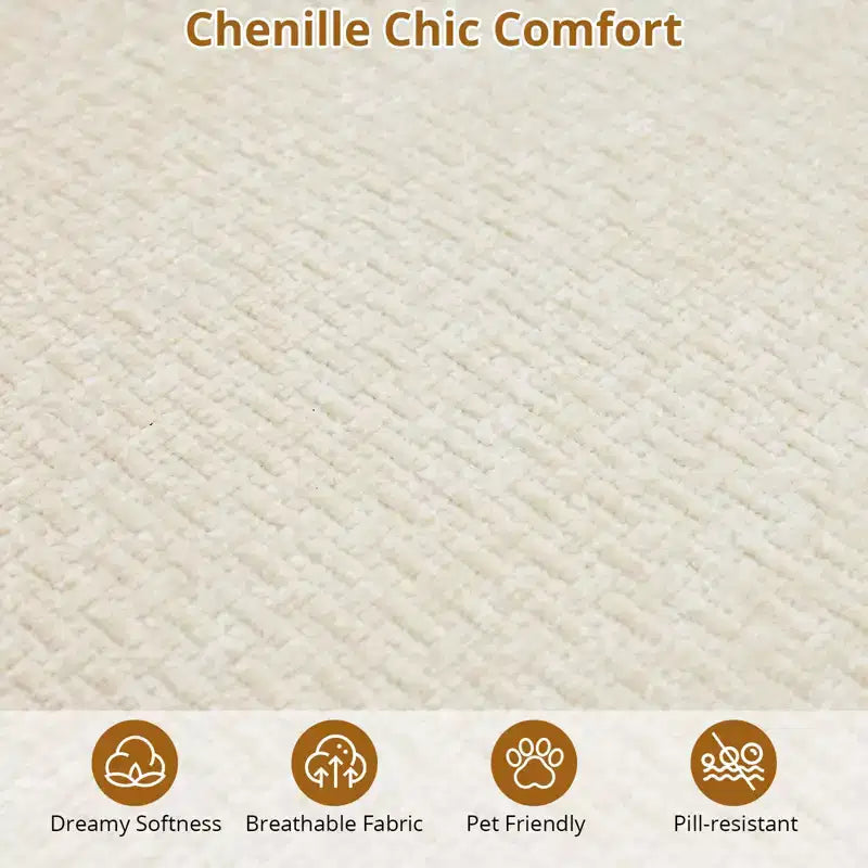 106 Curved Sectional Sofa with Throw Pillows, 4 Seater Luxury Chenille Cloud Modular Couch with Deep SeatBoneless Compression Sofa
