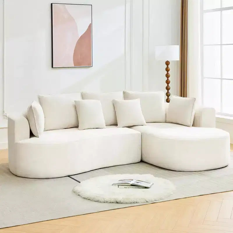 106 Curved Sectional Sofa with Throw Pillows, 4 Seater Luxury Chenille Cloud Modular Couch with Deep SeatBoneless Compression Sofa