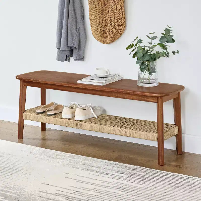 48in Acacia Wood Bench, Chestnut
