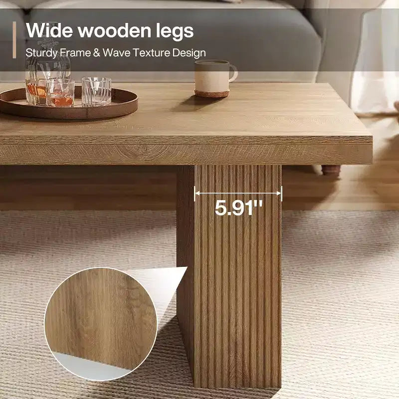 Farmhouse Coffee Table, 47.24 Inch Rectangle Center Table with Thick Base for Living Room, Apartment, Reception Areas