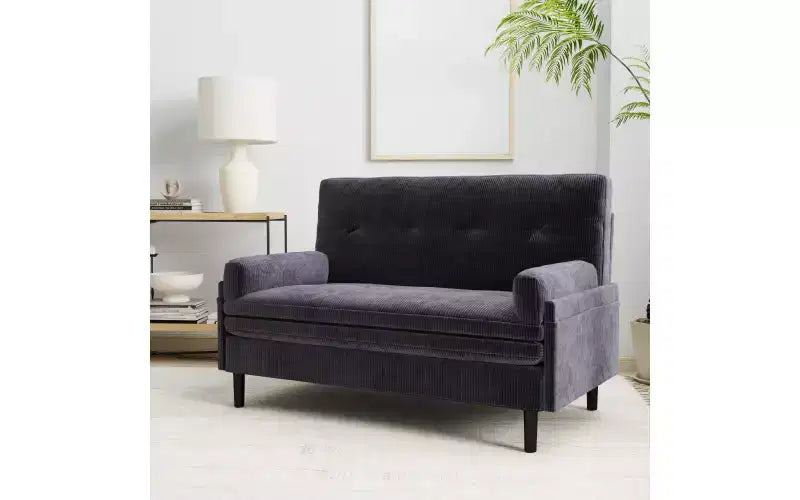 Futon Sofa Bed,Sleeper Pull Out Couch,Convertible with Adjustable Backrest,Velvet Fabric Upholstered 2-Seat for Living Room,Bedroom-Grey