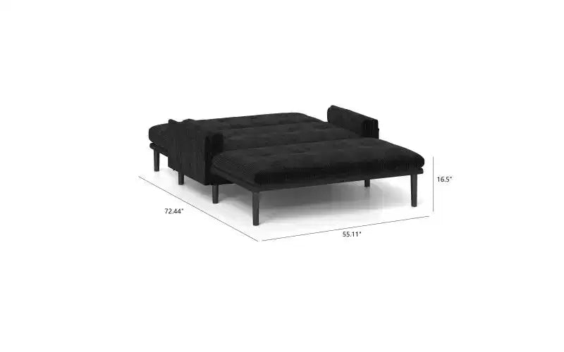 Futon Sofa Bed,Sleeper Pull Out Couch,Convertible with Adjustable Backrest,Velvet Fabric Upholstered 2-Seat for Living Room,Bedroom-Grey