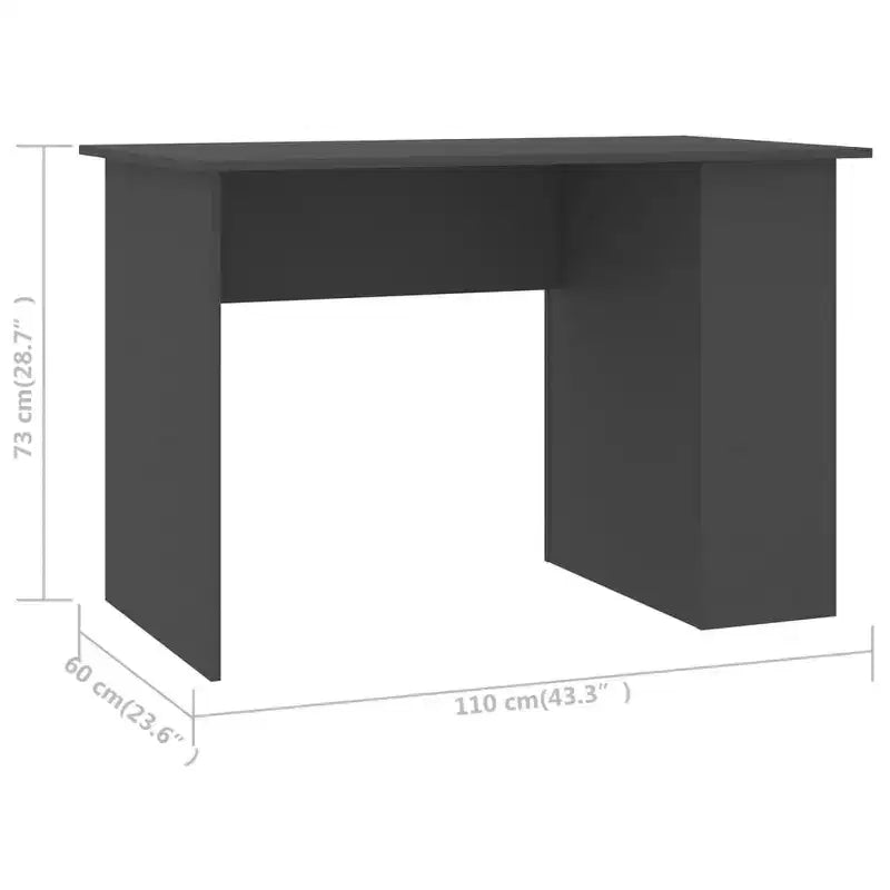 Desk Gray Engineered Wood Medium Desk Rectangular Modern