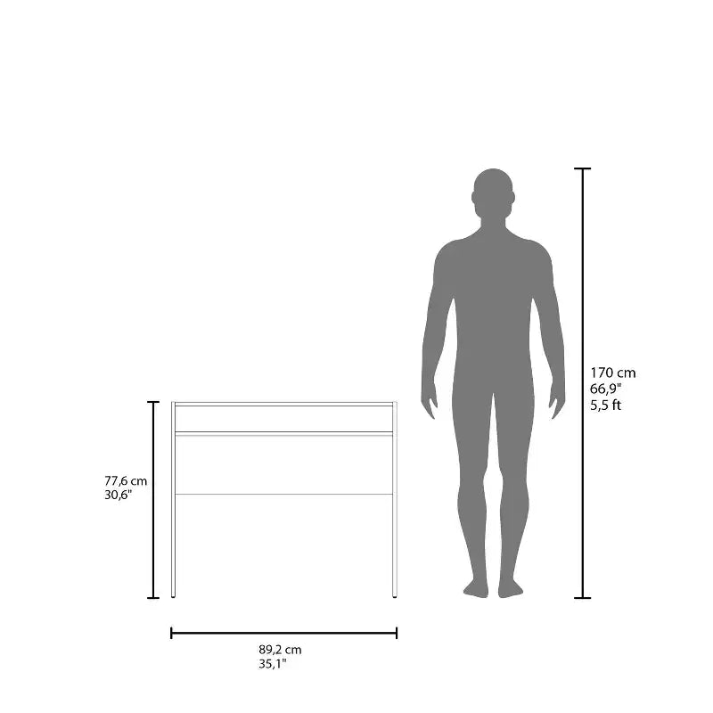 35.1IN Minimalism Standing Desk with Storage Shelves, Computer Desk, Home Office Desks for Living Room, Reading Room