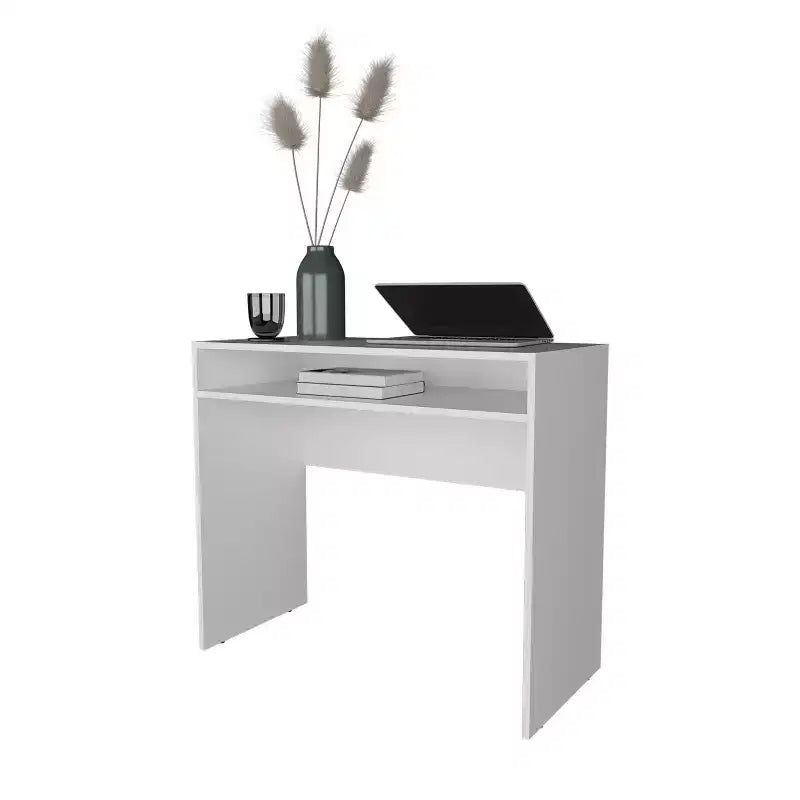 35.1IN Minimalism Standing Desk with Storage Shelves, Computer Desk, Home Office Desks for Living Room, Reading Room