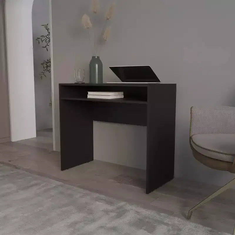 35.1IN Minimalism Standing Desk with Storage Shelves, Computer Desk, Home Office Desks for Living Room, Reading Room