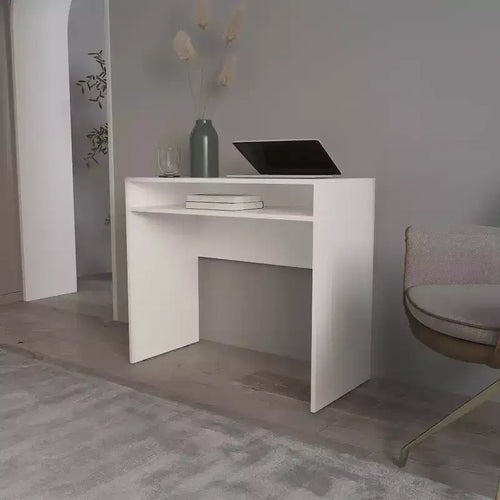 Okak 35.1IN Minimalism Standing Desk with Storage Shelves, Computer Desk, Home Office Desks for Living Room, Reading Room