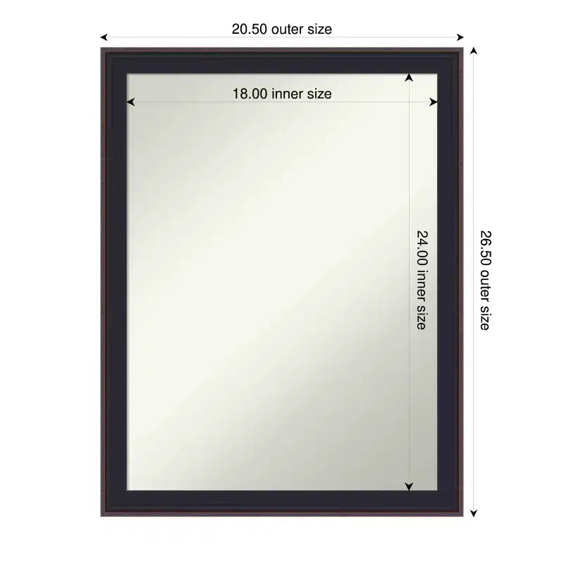 Havana Black Bronze Non-Beveled Framed Bathroom Vanity Wall Mirror