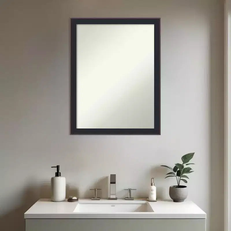 Havana Black Bronze Non-Beveled Framed Bathroom Vanity Wall Mirror
