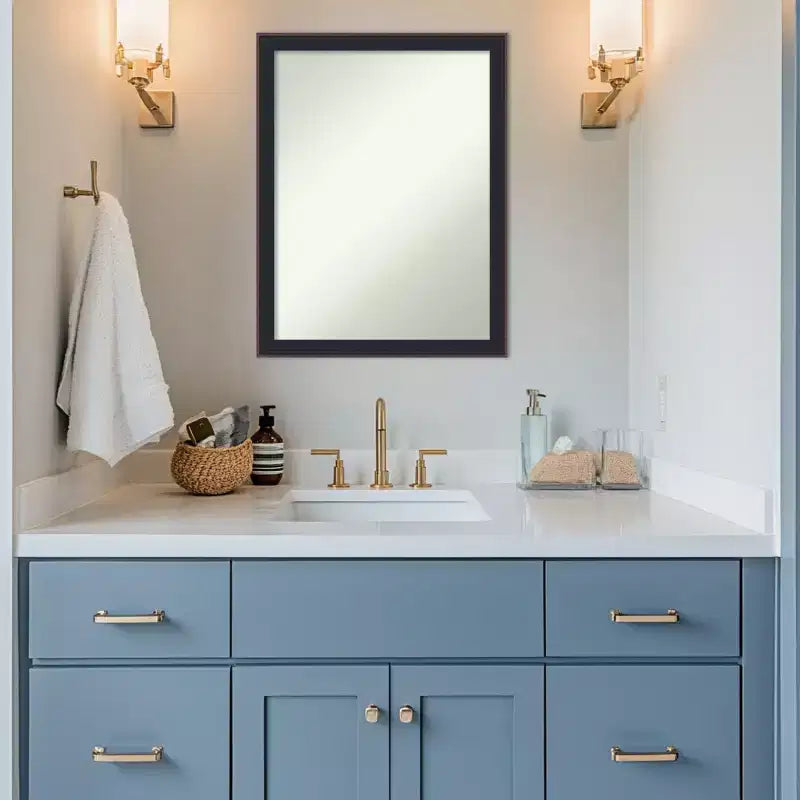 Havana Black Bronze Non-Beveled Framed Bathroom Vanity Wall Mirror