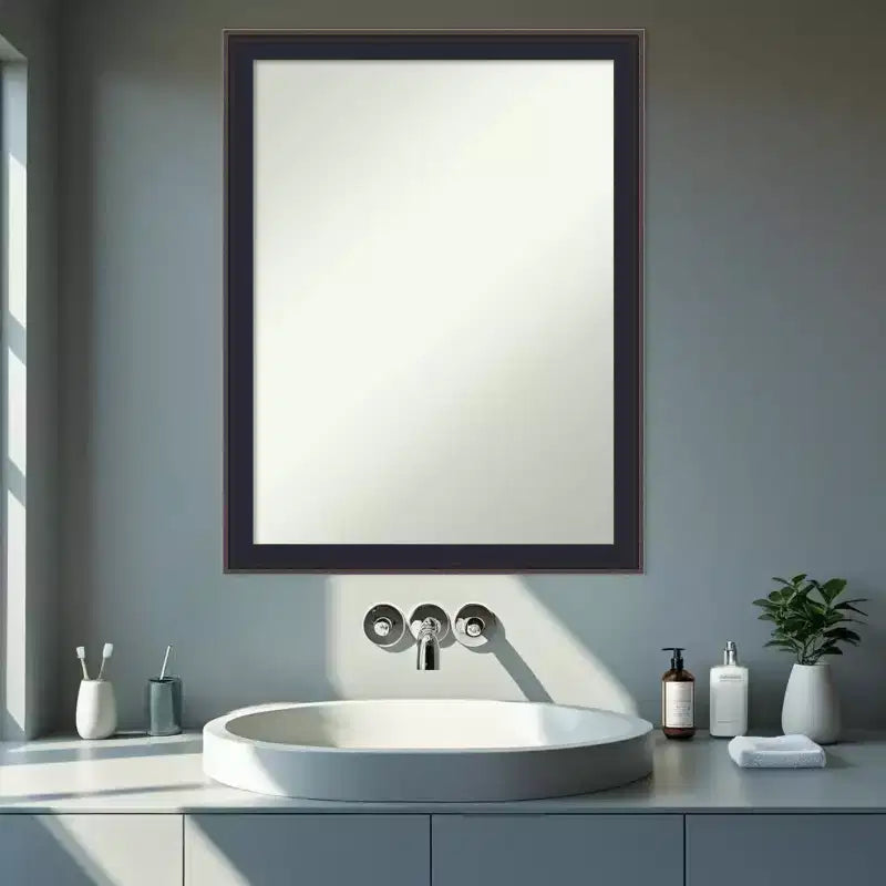 Havana Black Bronze Non-Beveled Framed Bathroom Vanity Wall Mirror