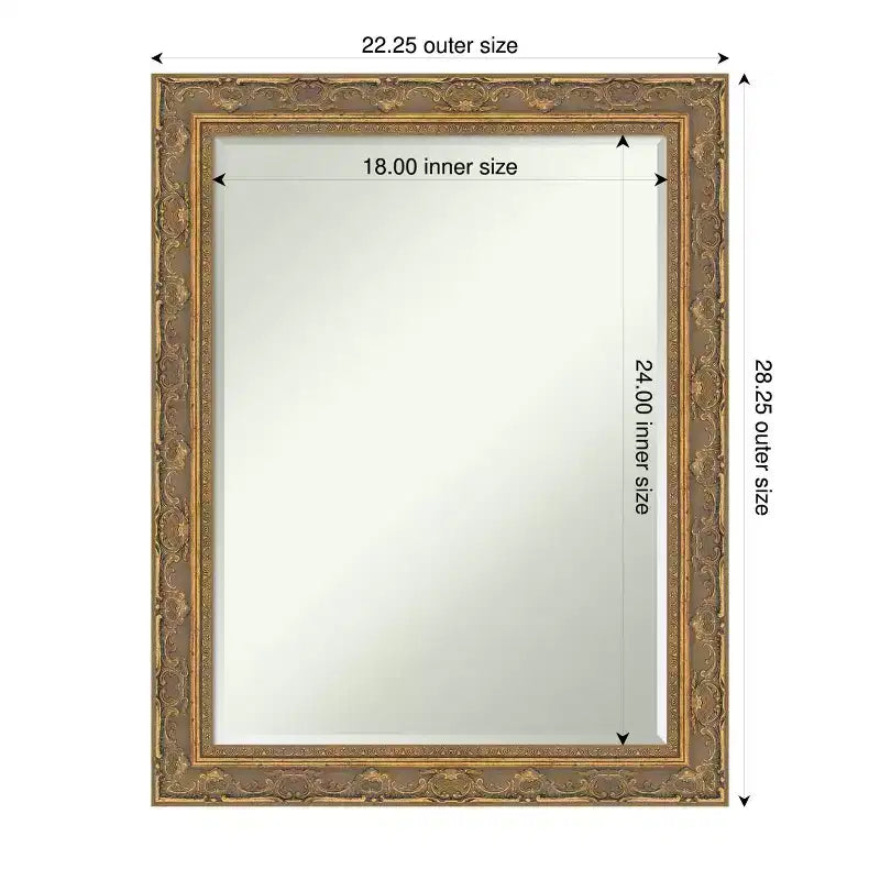 Filigree Half-Inch-Bevel Framed Bathroom Vanity Wall Mirror