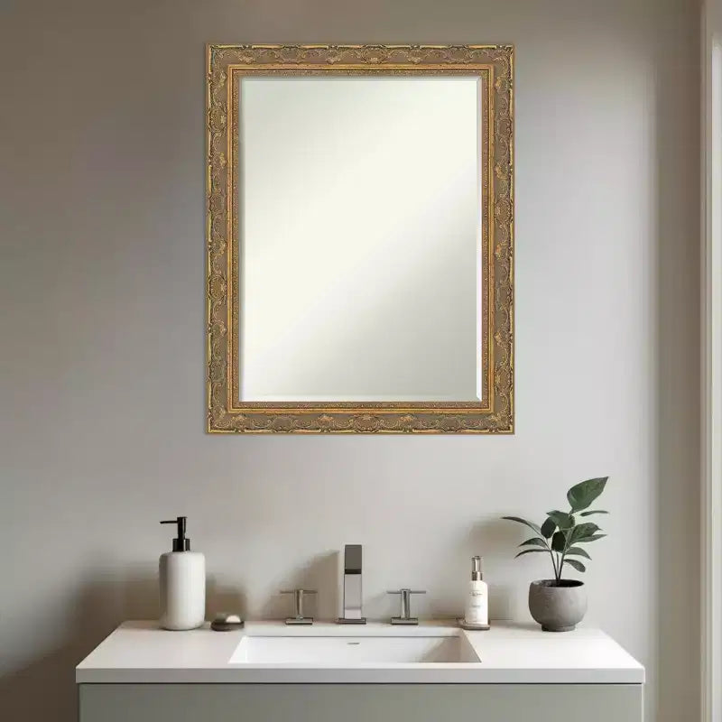 Filigree Half-Inch-Bevel Framed Bathroom Vanity Wall Mirror