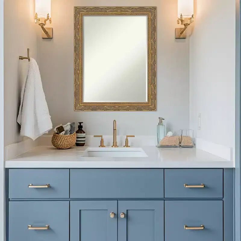 Filigree Half-Inch-Bevel Framed Bathroom Vanity Wall Mirror
