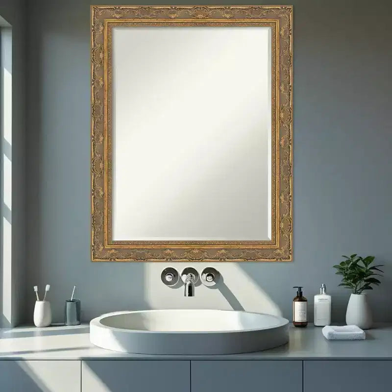 Filigree Half-Inch-Bevel Framed Bathroom Vanity Wall Mirror