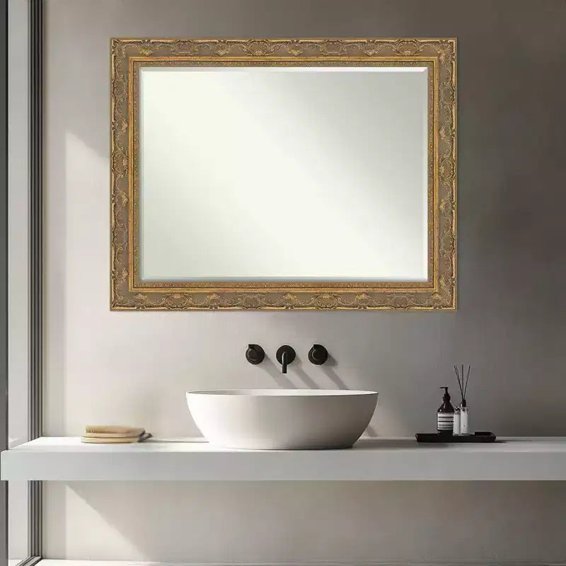 Filigree Half-Inch-Bevel Framed Bathroom Vanity Wall Mirror