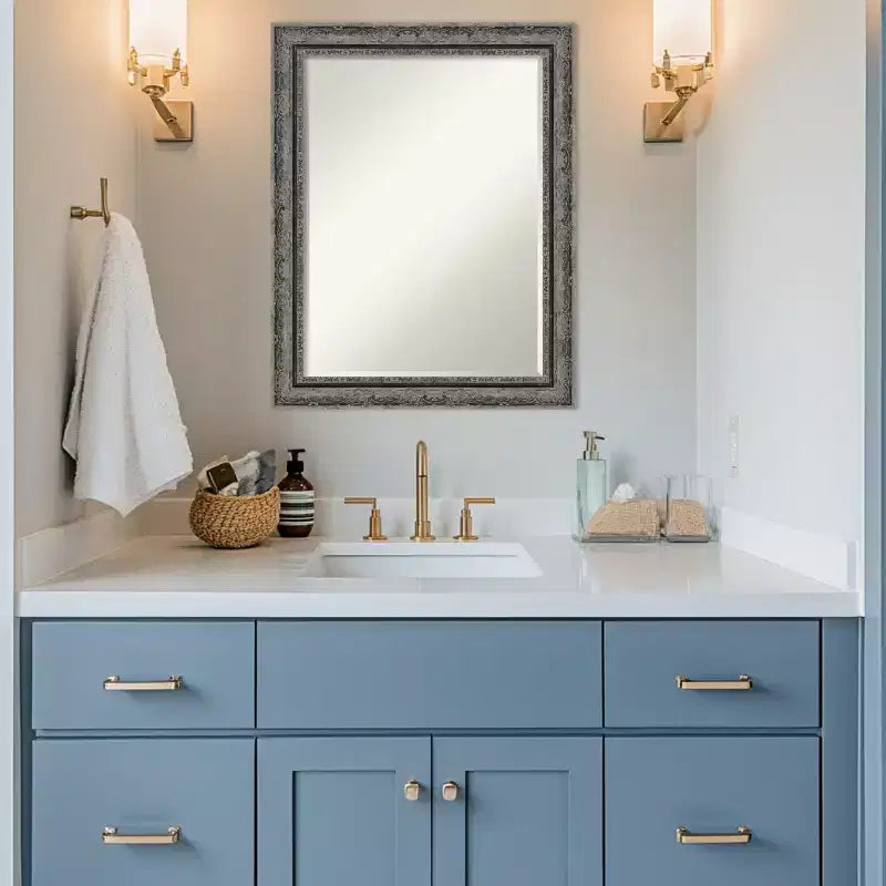 Filigree Half-Inch-Bevel Framed Bathroom Vanity Wall Mirror