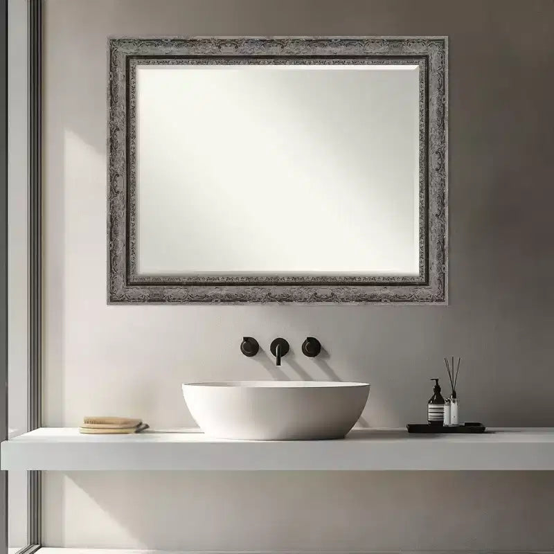Filigree Half-Inch-Bevel Framed Bathroom Vanity Wall Mirror