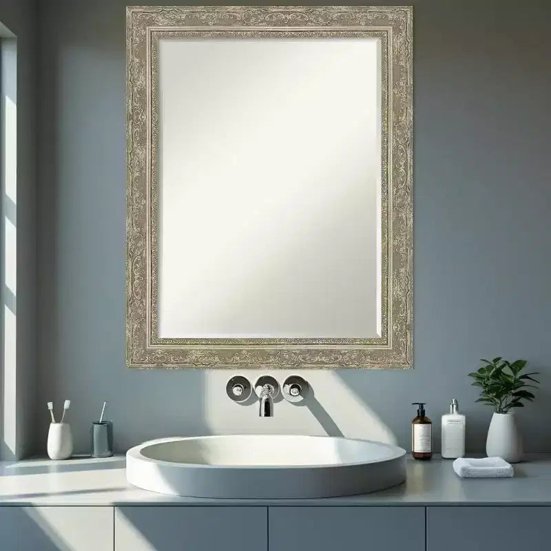 Filigree Half-Inch-Bevel Framed Bathroom Vanity Wall Mirror