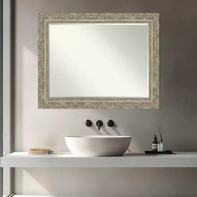 Filigree Half-Inch-Bevel Framed Bathroom Vanity Wall Mirror