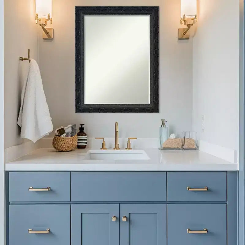 Filigree Half-Inch-Bevel Framed Bathroom Vanity Wall Mirror