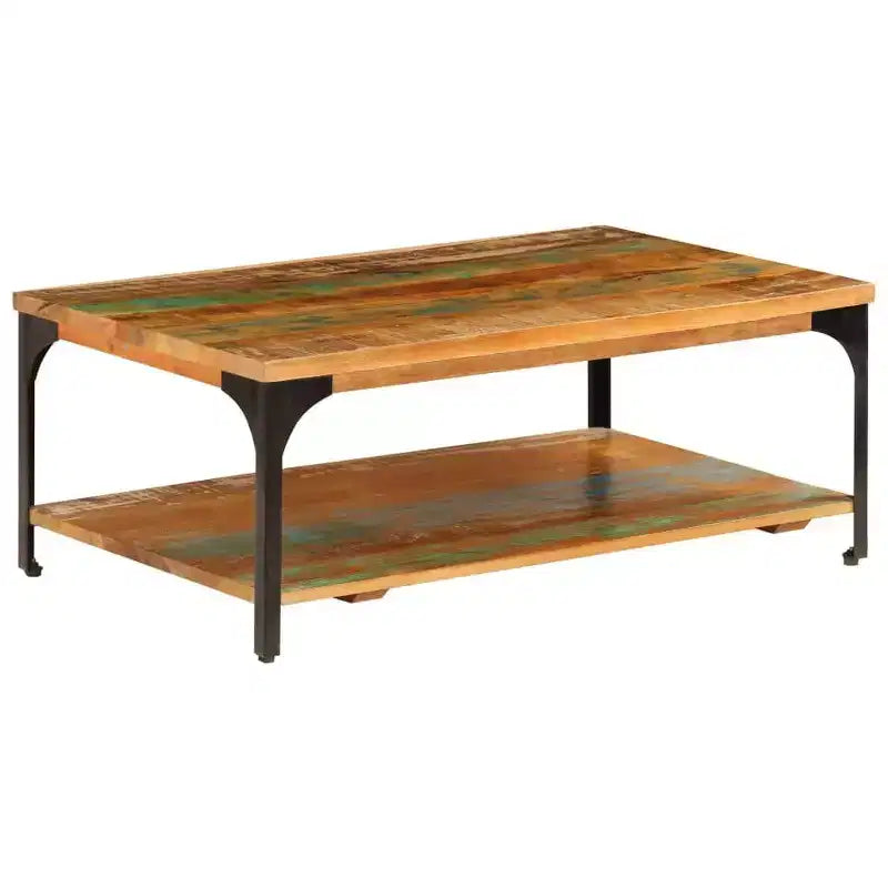 XL Coffee Table End Table with Storage Shelf Side Sofa Table Solid Wood - 39.4 x 23.6 x 13.8 solid reclaimed wood