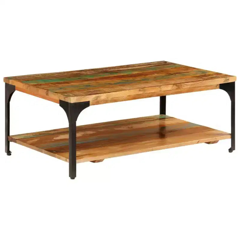 XL Coffee Table End Table with Storage Shelf Side Sofa Table Solid Wood - 39.4 x 23.6 x 13.8 solid reclaimed wood