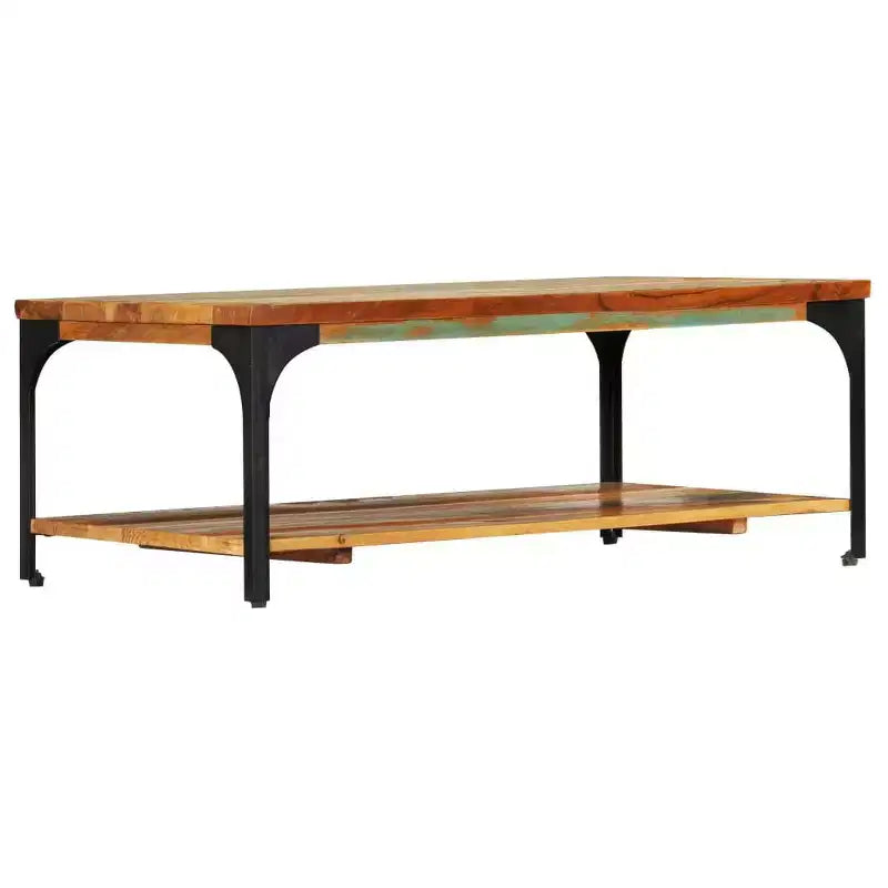 XL Coffee Table End Table with Storage Shelf Side Sofa Table Solid Wood - 39.4 x 23.6 x 13.8 solid reclaimed wood
