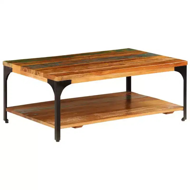 XL Coffee Table End Table with Storage Shelf Side Sofa Table Solid Wood - 39.4 x 23.6 x 13.8 solid reclaimed wood