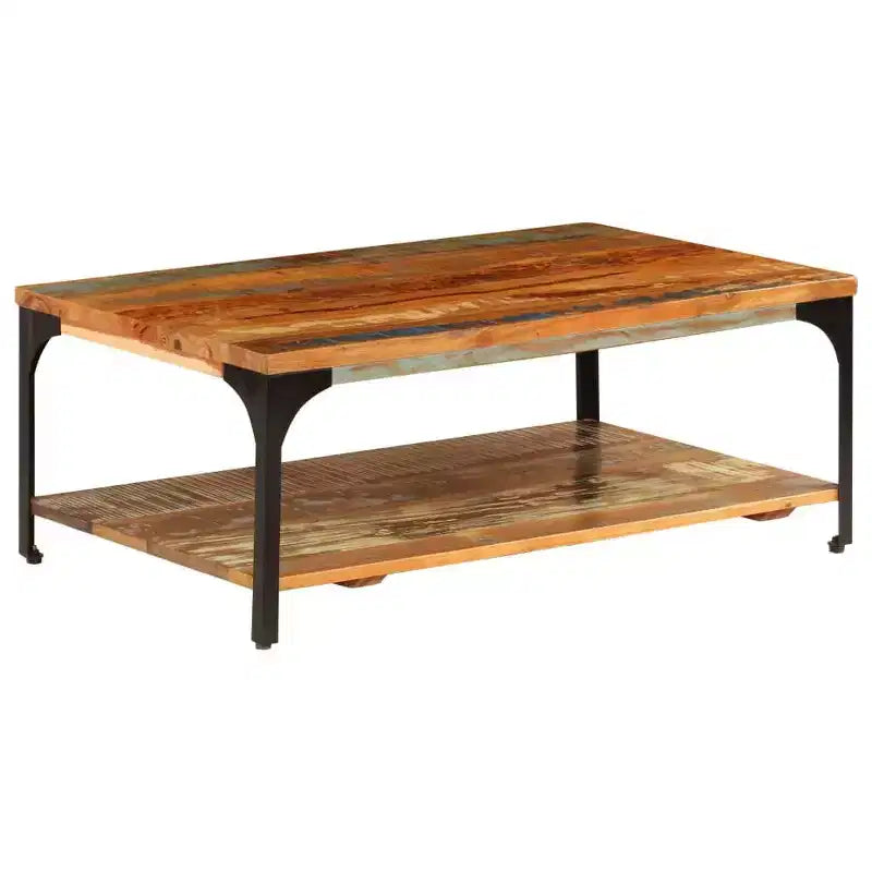 XL Coffee Table End Table with Storage Shelf Side Sofa Table Solid Wood - 39.4 x 23.6 x 13.8 solid reclaimed wood