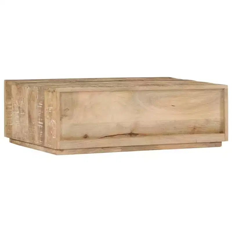 XL Coffee Table with 4 Drawers- Handmade Furniture in Solid Mango Wood- Stylish Farmhouse Design for Living Room- Brown Couch Table