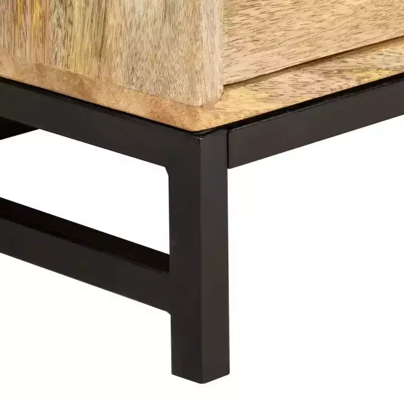 XL Low Coffee Table with Storage - Crafted from Solid Mango Wood with Powder Coated Steel Legs, Rustic and Industrial Design, Brown