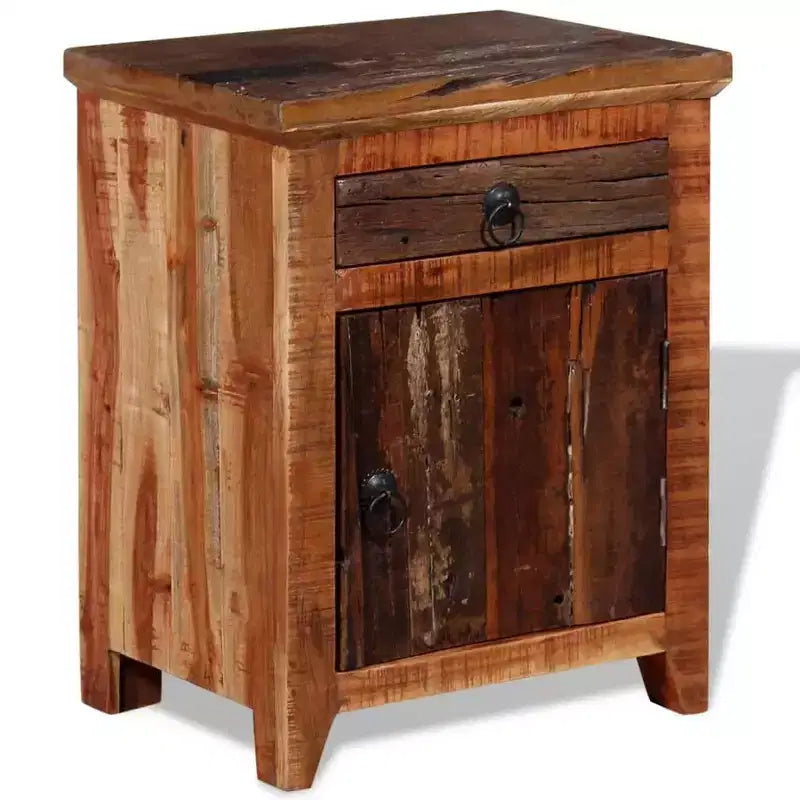 vidaXL Nightstand Brown Solid Acacia and Reclaimed Wood Small