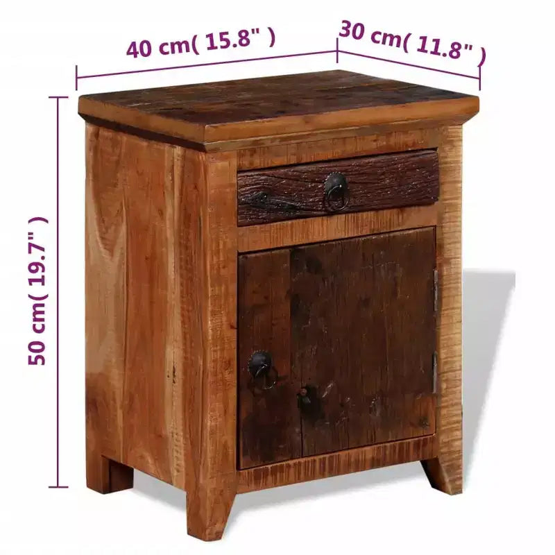 XL Nightstand Brown Solid Acacia and Reclaimed Wood Small