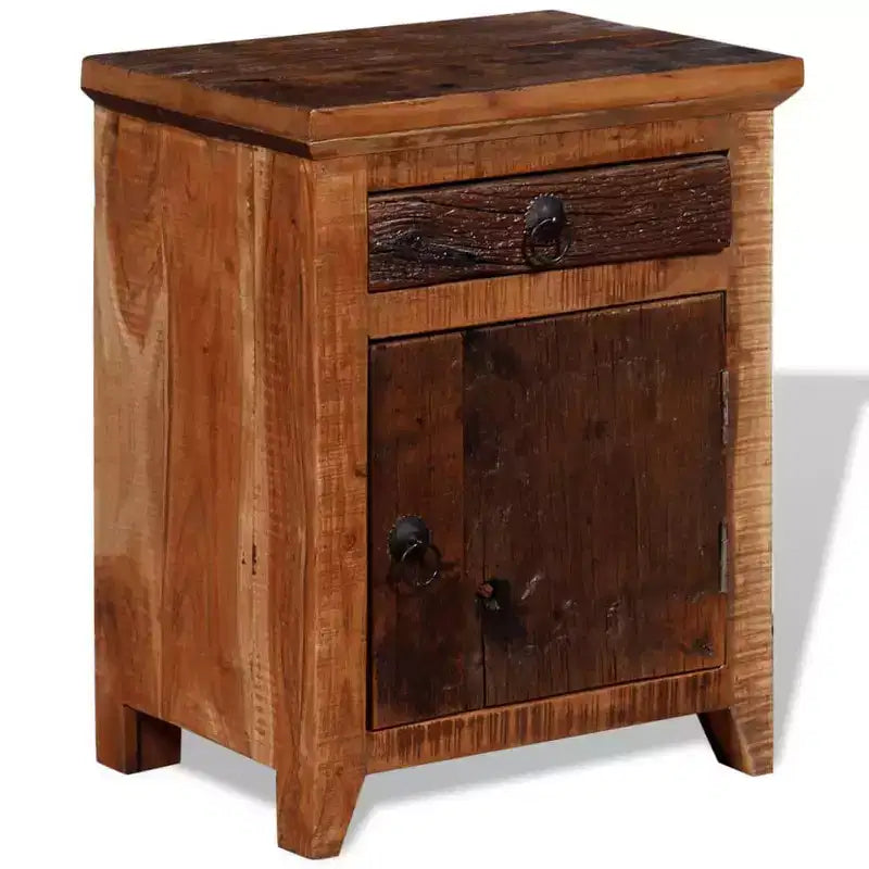 XL Nightstand Brown Solid Acacia and Reclaimed Wood Small