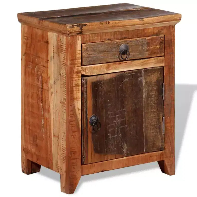 XL Nightstand Brown Solid Acacia and Reclaimed Wood Small